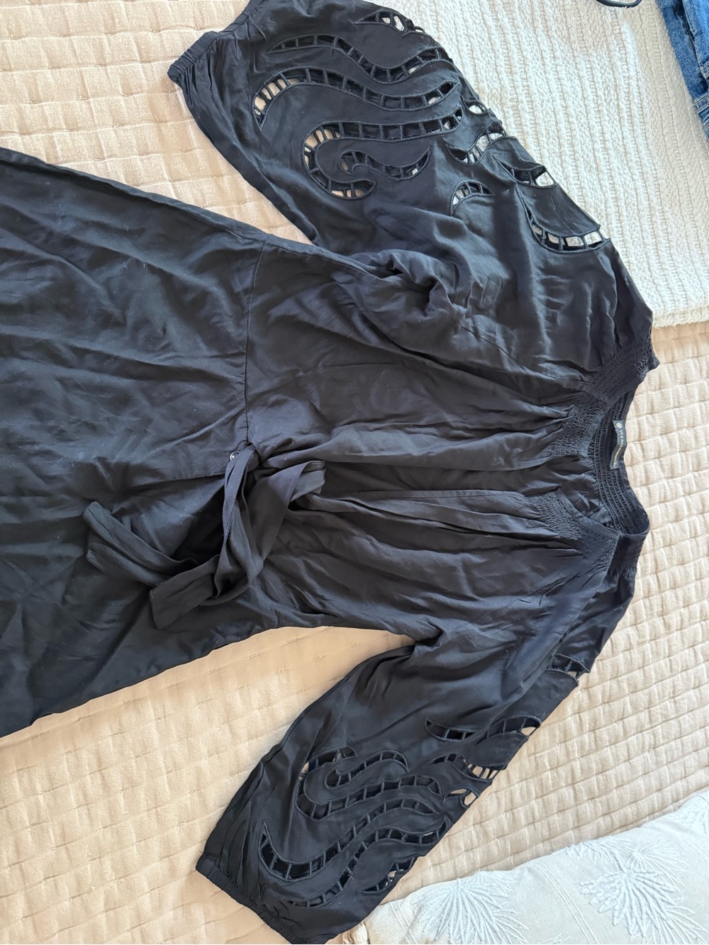 Women’s Black Swim Coverup with Laser Cut Detail